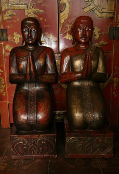 Indische Mönche Paar aus Holz