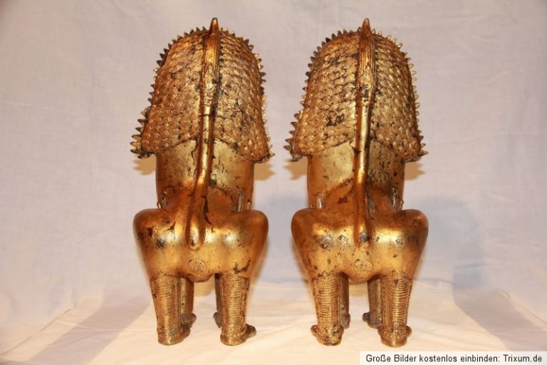 Chinesische Tempel Löwen aus Bronze und Blattgold | zu kaufen auf asian