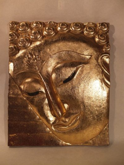 Gesicht Buddhas vergoldet, asiatische Kunst.