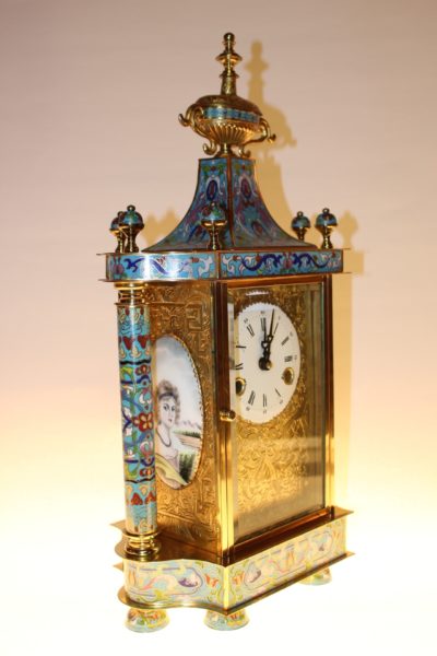 Cloisonné Uhr, 53 x 28 x 16cm