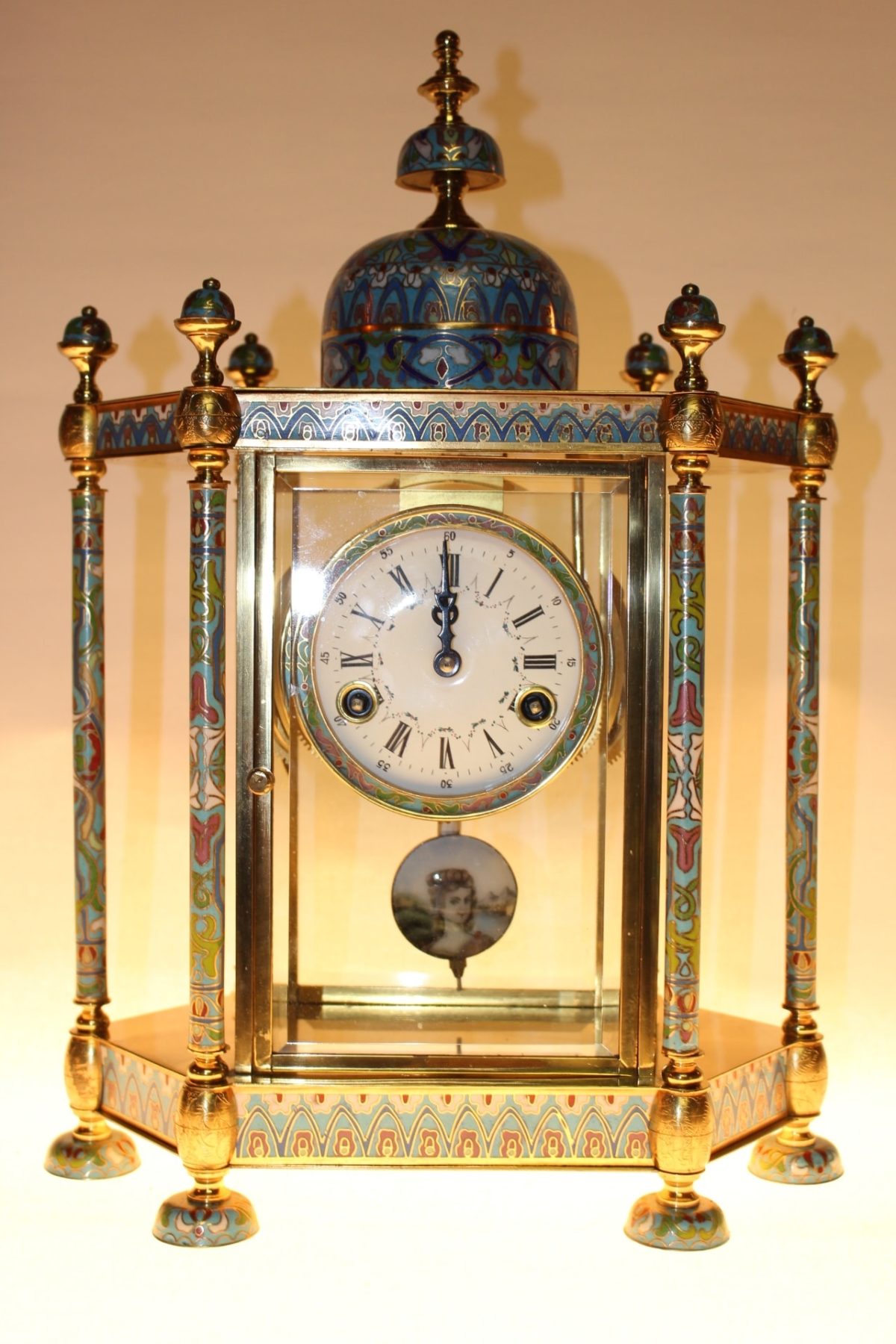 Cloisonné Uhr, 46 x 35 x 18cm