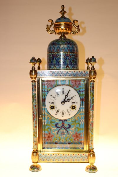 Cloisonné Uhr, 53 x 22 x 9cm